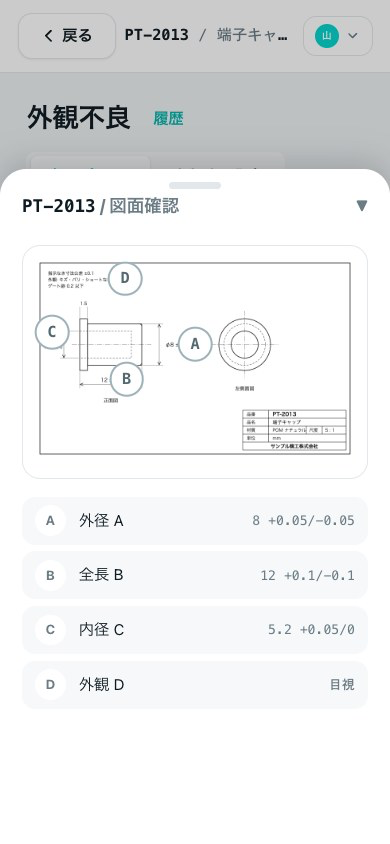 図面と検査項目A〜D